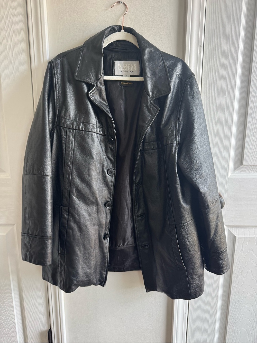 Wilsons Leather M. Julian Black Genuine Leather Jacket Small Removable Liner 010
